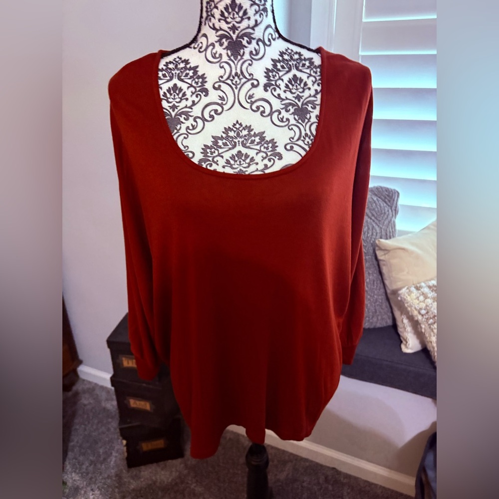 Rust Red 3/4 Sleeve Top size XL tunic top